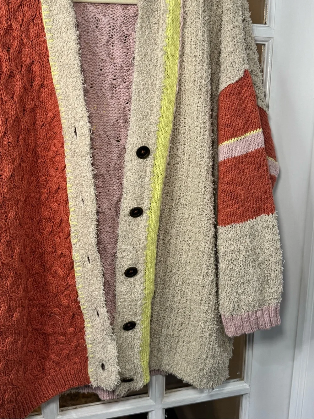 🥥🍊🌺 Free People LIGHTHOUSE cardigan/sweater in Clay Combo NWT 🌺🍊🥥 - Picture 4 of 8